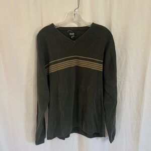 G.H. Bass & Co. Men's Black V-Neck Sweater with Tan Stripes